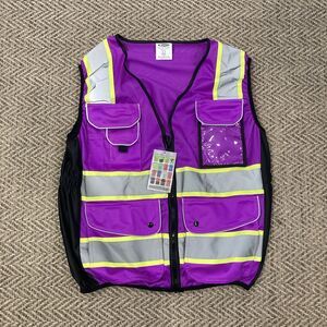 JKSafety Sz L NWT Women Hi-Vis Reflective Safety Vest | Mesh Neon Purple | Refl
